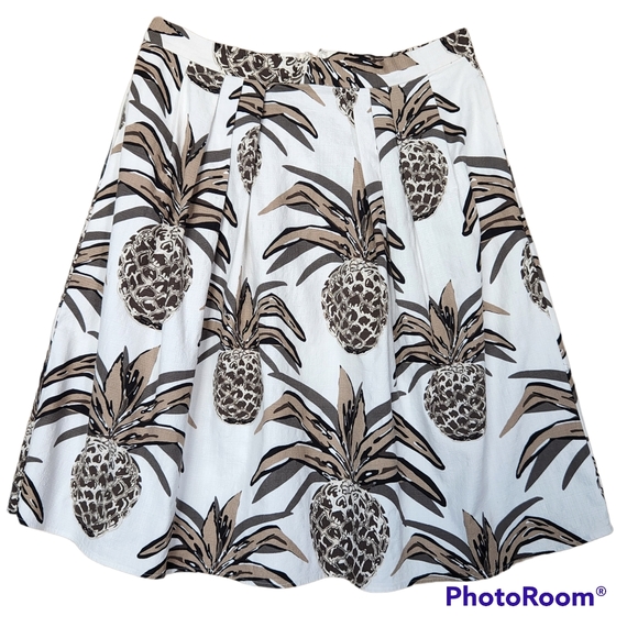 Eva Mendes for New York & Co. A-Line Pleated Pineapple Print Skirt SZ 12 - Picture 1 of 7